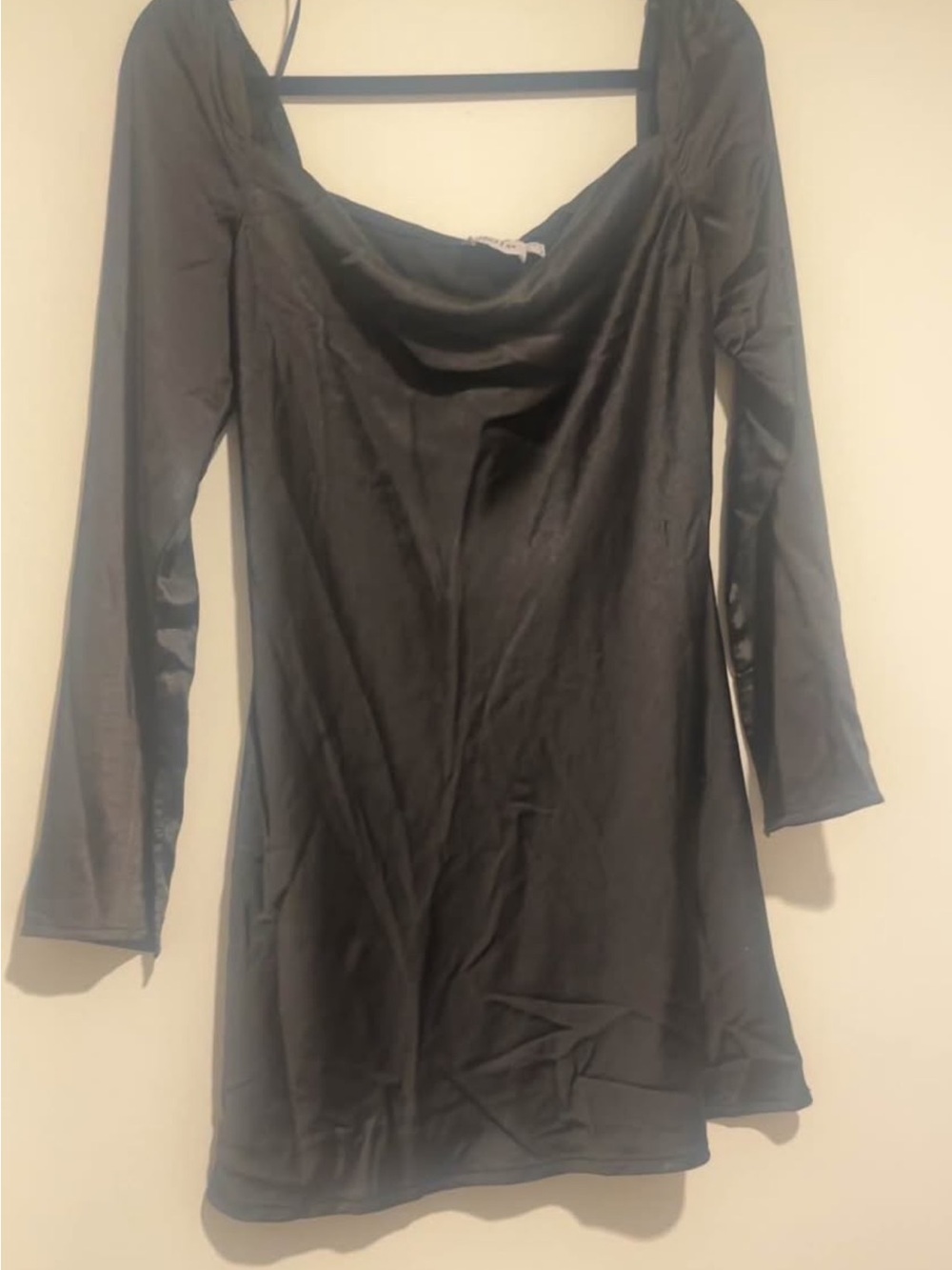 Princess Polly Black Long-Sleeve Cowl Neck Mini Dress